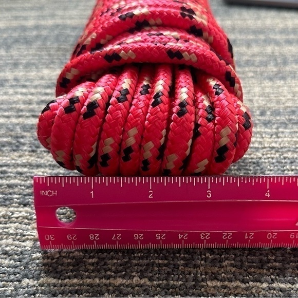Rope 3/8 inch x 100 ft Braided Red Polypropylene Rope / Hook / 1-1/4" Pulley x2 - Picture 12 of 13